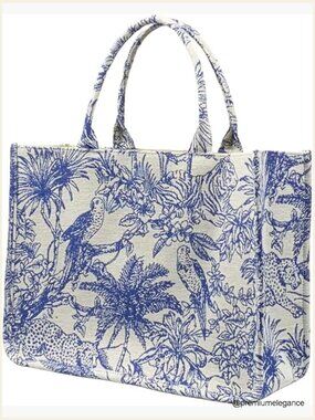 Large Retro Embroidery Jacquard Tote Bag Cotton Linen Handbag